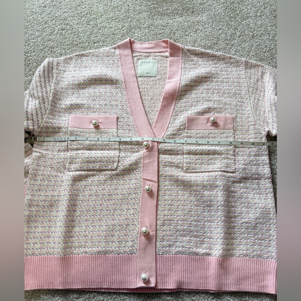 Sandro Pink Knit Cardigan with Pearl Buttons - Picture 12 of 12